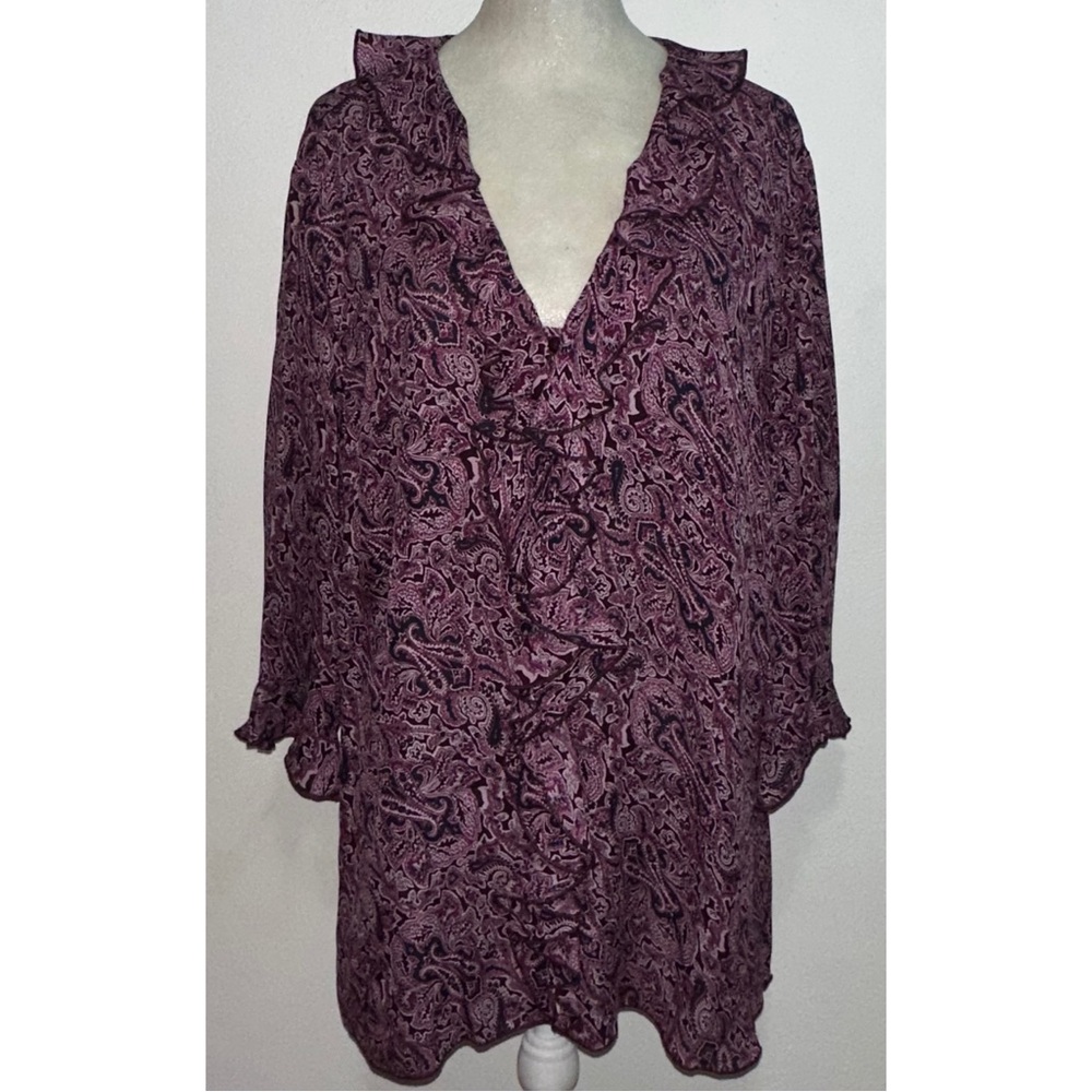 Y2K Silk Paisley Ruffle Top & Skirt Set - Picture 3 of 11